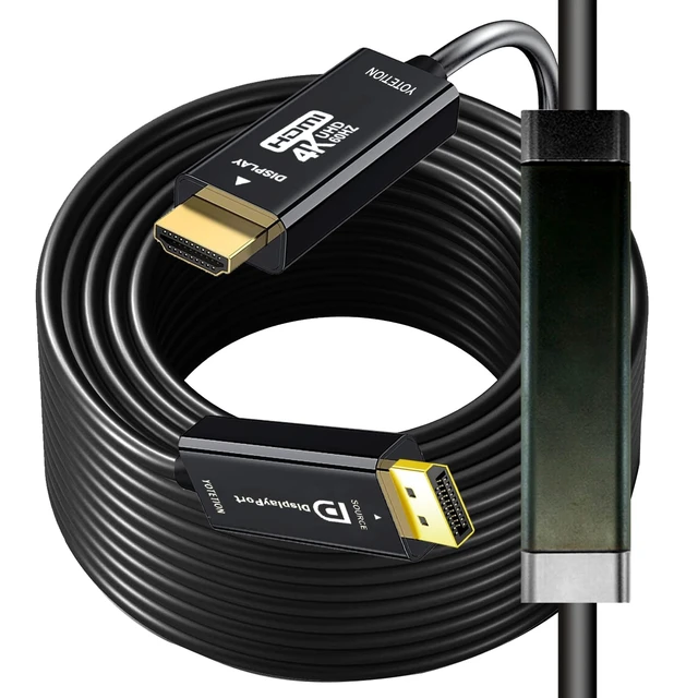 Alt view image 2 of 5 - 4K DisplayPort to HDMI 40FT Cable, DP to HDMI Male Video UHD Unidirectional Adapter, 4K@30Hz, 1080P@120Hz, 3840 x 2160 Compatible with Dell, HP, Lenovo, Black