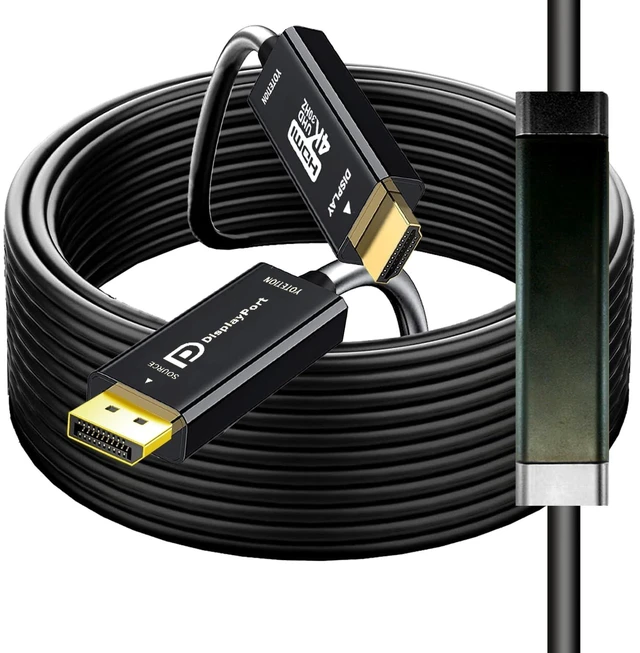 Main image of 4K DisplayPort to HDMI 40FT Cable, DP to HDMI Male Video UHD Unidirectional Adapter, 4K@30Hz, 1080P@120Hz, 3840 x 2160 Compatible with Dell, HP, Lenovo, Black