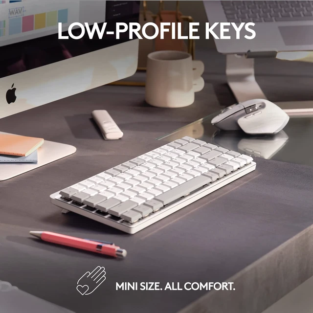 Alt view image 3 of 5 - Logitech MX Mechanical Mini Mac Wireless Keyboard Low-Profile - Pale Grey