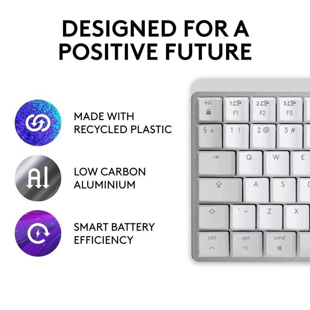 Alt view image 5 of 5 - Logitech MX Mechanical Mini Mac Wireless Keyboard Low-Profile - Pale Grey