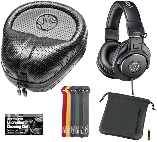 Main image of Audio-Technica ATH-M30x Closed-Back Monitor Headphones (Black) + Slappa Full Sized HardBody PRO Headphone Case (SL-HP-07) + Cable Ties + TheImagingWorld Cloth