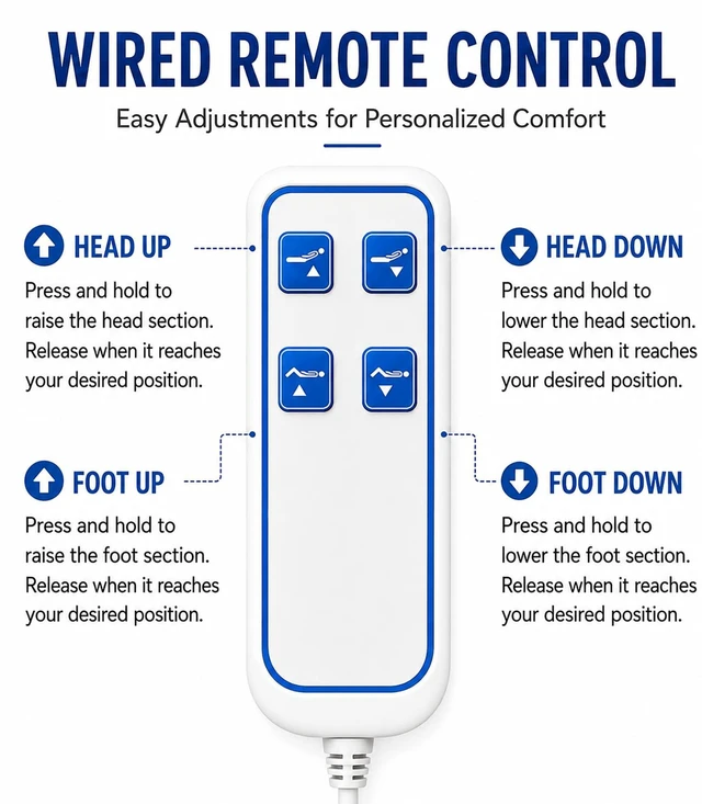 Alt view image 3 of 5 - Replacement Wired Remote Control for Ergomotion Serta Motion Essentials 1st Gen Adjustable Bed Base (Part No. SFDY8C10S. 12521626)