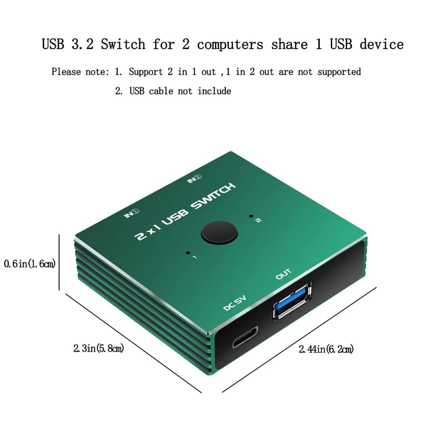 Alt view image 2 of 5 - USB 3.0 Switcher 2 in 1 Out USB kvm Switch 2 Computers USB 3.1 Switcher 2 in 1 Out
