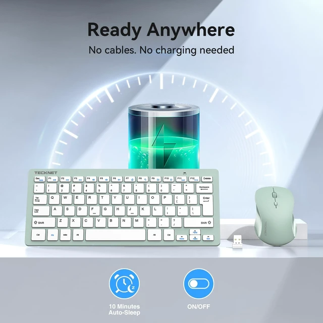Alt view image 5 of 5 - TECKNET Wireless Keyboard and Mouse Combo, Mini Cordless Computer Keyboard and Mouse Set 2.4GHz, Silent Adjustable 1600 DPI, Quiet Click, Lag-Free for Computer, Laptop, PC, Windows, Mac, Chrome