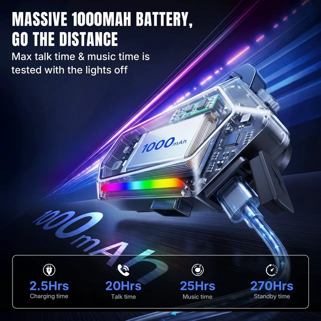 Alt view image 4 of 5 - Oumurs Y20MAX Motorcycle Bluetooth Headset, 2-Way Intercom Communication System, CVC Noise Cancellation Dual Chip BT5.3 Music Share Audio Multitasking, Waterproof 2 Type Mics Fit for All Helmets