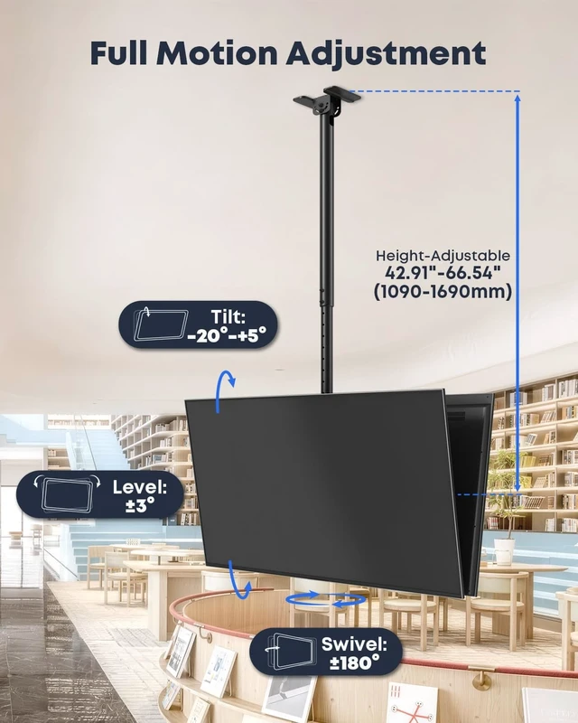 Alt view image 4 of 5 - IMtKotW Dual TV Ceiling Mount for 43-86 inch TV up to 110lbs