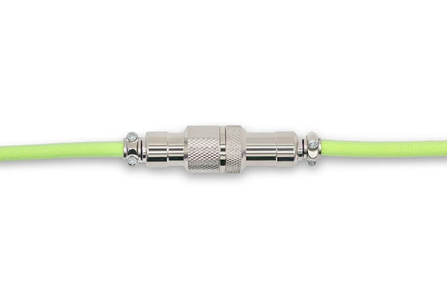 Alt view image 3 of 4 - Glacier Premium Durable Quality Braided USB-C to USB-A Coiled Cable with Detachable Metal Aviator Connector Plug for Mechanical Keyboard (Neon Green)