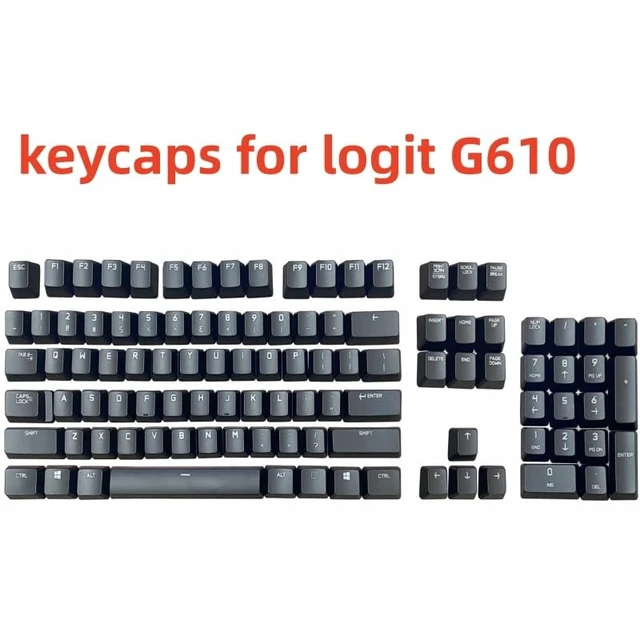 Alt view image 4 of 5 - Full Set of Keyboard 104 Keycaps Replacement for Logitech G610 Gaming Mechanical Keyboard Black