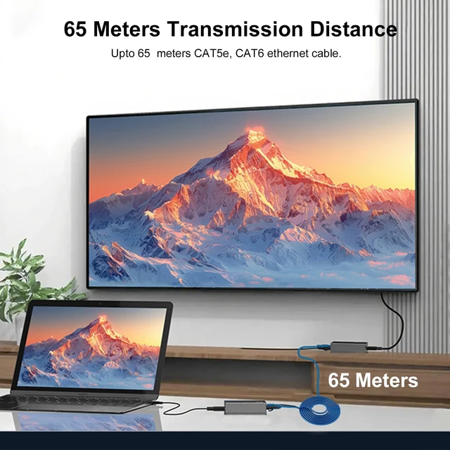 Alt view image 5 of 5 - HDMI Extender 4K, Over Ethernet CAT5 CAT6 CAT7 HDMI Extender transmits Up to 213 Ft (65meters), 4K@30Hz 1080P@60Hz Full HD HDMI Transmitter and Receiver with EDID Function.