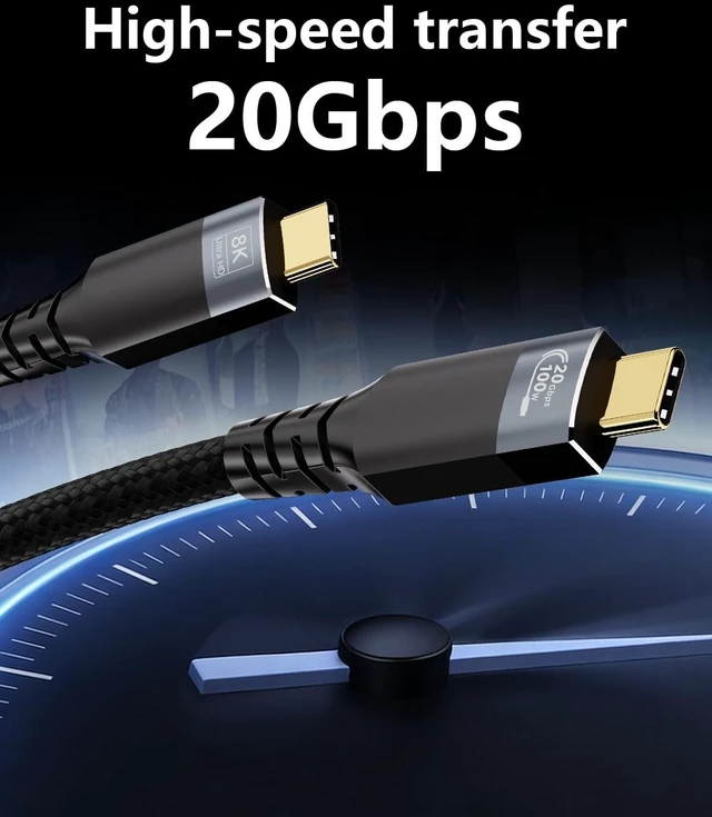 Alt view image 2 of 5 - UPPDEFFST 2PACK 10FT Type-C Cords Compatible with Thunderbolt 3, Two USBC Cables 3.2 Gen 2,20Gbps High-Speed Transfer,100W Fast Charging,8K@30Hz&4K@120Hz Video,for Laptop/Monitor/Docking Station/SSD,
