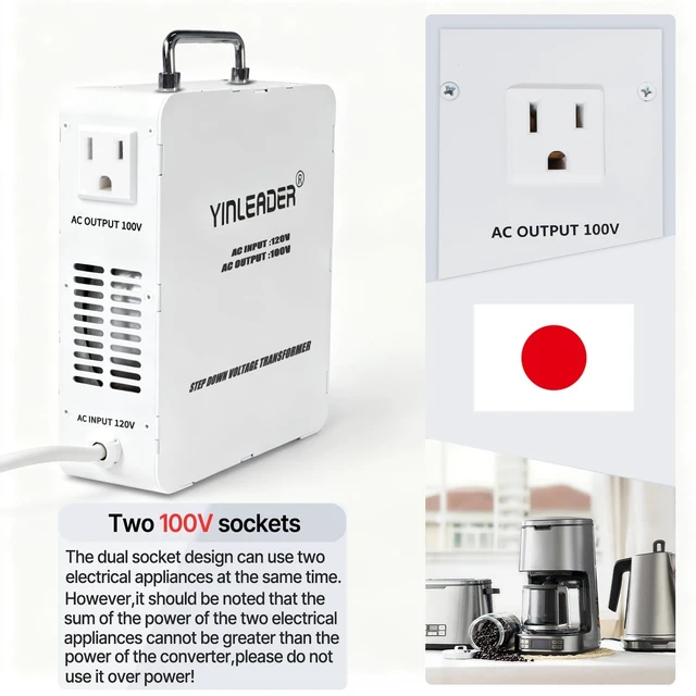Alt view image 3 of 5 - Yinleader 2000W from 120V to 100V Step Down Voltage Transformer Converter
