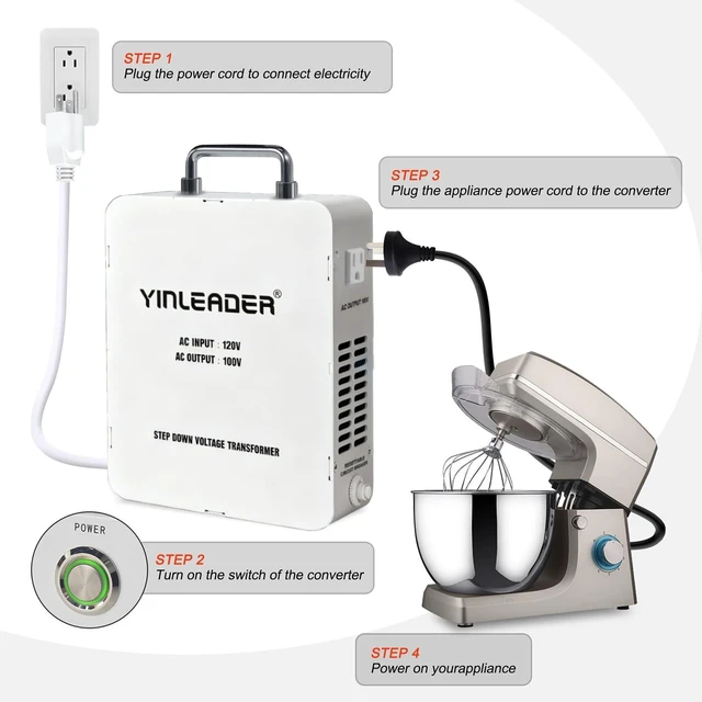 Alt view image 4 of 5 - Yinleader 2000W from 120V to 100V Step Down Voltage Transformer Converter