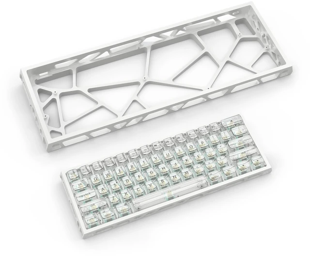 Main image of kutethy KY60 Hollow Out Aluminum Keyboard Case,60% Mechanical Keyboard Shell Custom Keyboard Barebones Compatible with Wooting60 Mad60 Win60 GH60 60HE(White)