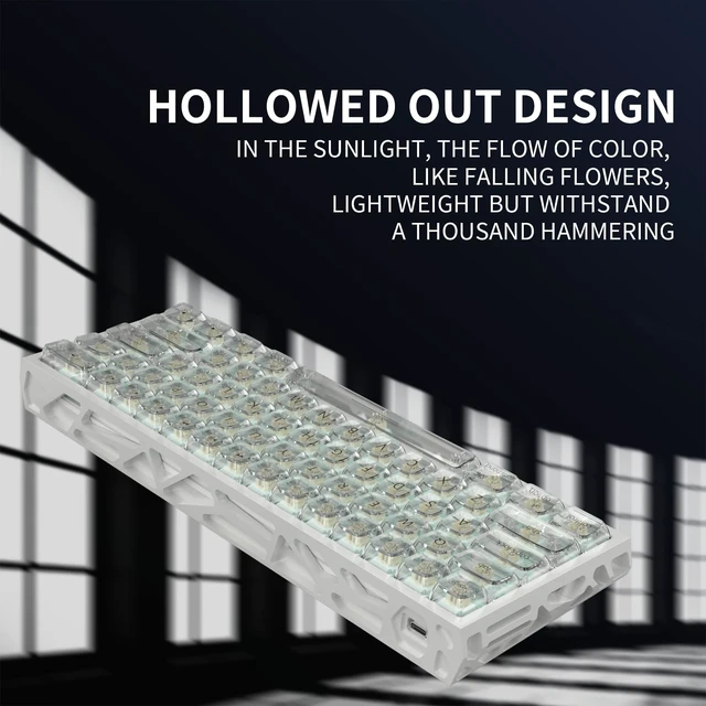 Alt view image 3 of 5 - kutethy KY60 Hollow Out Aluminum Keyboard Case,60% Mechanical Keyboard Shell Custom Keyboard Barebones Compatible with Wooting60 Mad60 Win60 GH60 60HE(White)