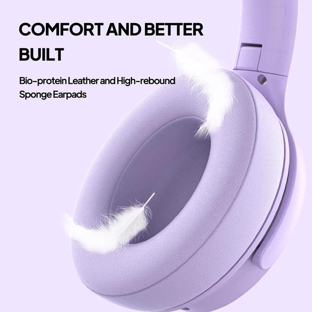 Alt view image 5 of 5 - ADOOPE USB C Wired Over-Ear Headphones with Mic, Purple, No Bag