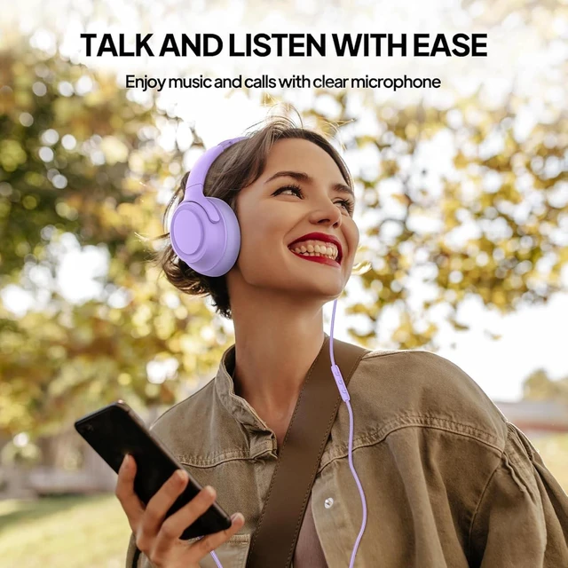 Alt view image 3 of 5 - ADOOPE USB C Wired Over-Ear Headphones with Mic, Purple, No Bag