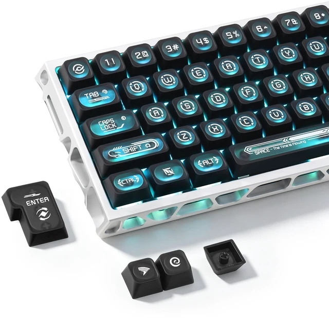 Main image of GEKUCAP Black PBT Minimalist Style Shine Through Keycaps