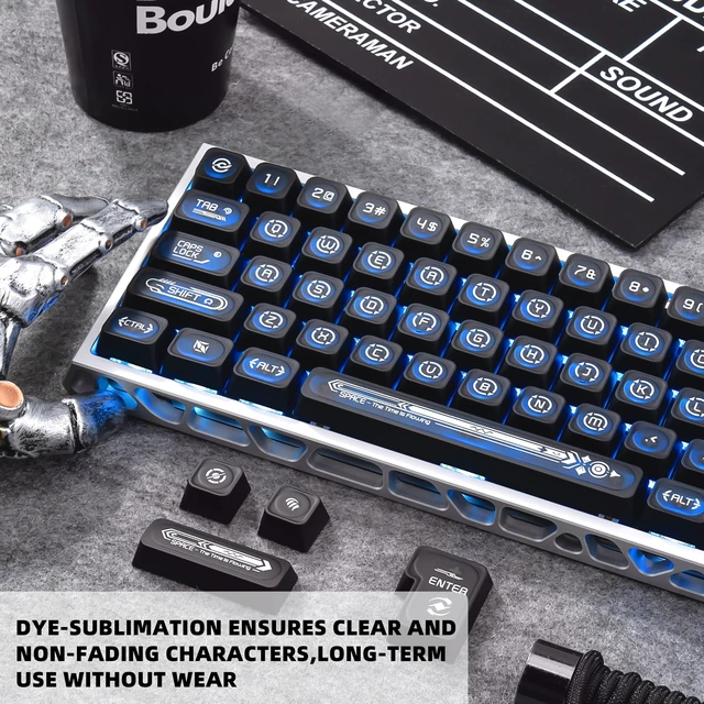 Alt view image 3 of 5 - GEKUCAP Black PBT Minimalist Style Shine Through Keycaps