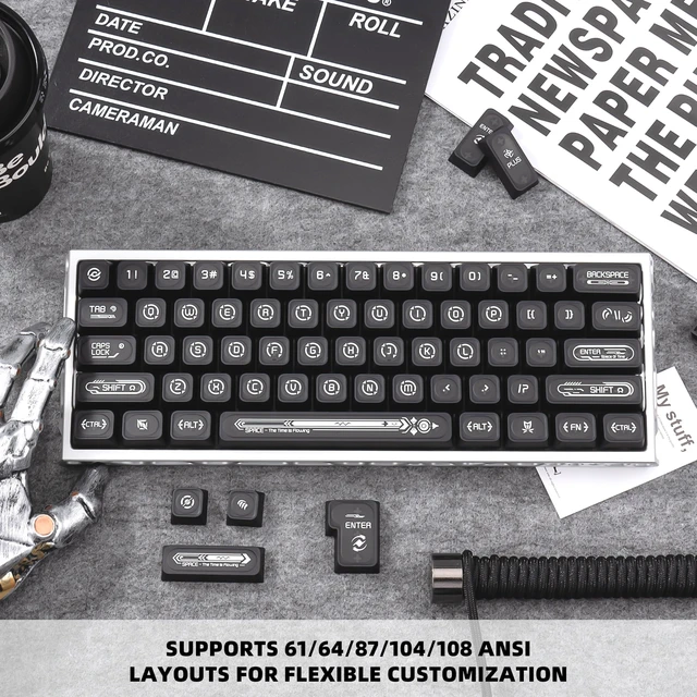 Alt view image 4 of 5 - GEKUCAP Black PBT Minimalist Style Shine Through Keycaps