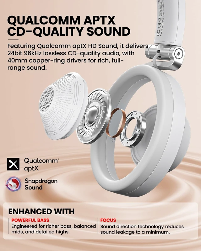Alt view image 2 of 5 - Weofly Mixer Open Ear Headphones, Wireless Headphones with Qualcomm aptX HD, Snapdragon Sound, Comfortable Breathable Open Fit, 40-Hour Playtime, Open Back Headphones with Carrying Case (Gray)