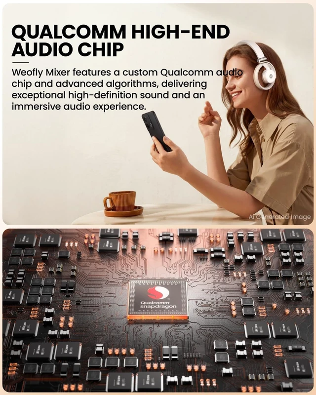 Alt view image 5 of 5 - Weofly Mixer Open Ear Headphones, Wireless Headphones with Qualcomm aptX HD, Snapdragon Sound, Comfortable Breathable Open Fit, 40-Hour Playtime, Open Back Headphones with Carrying Case (Gray)