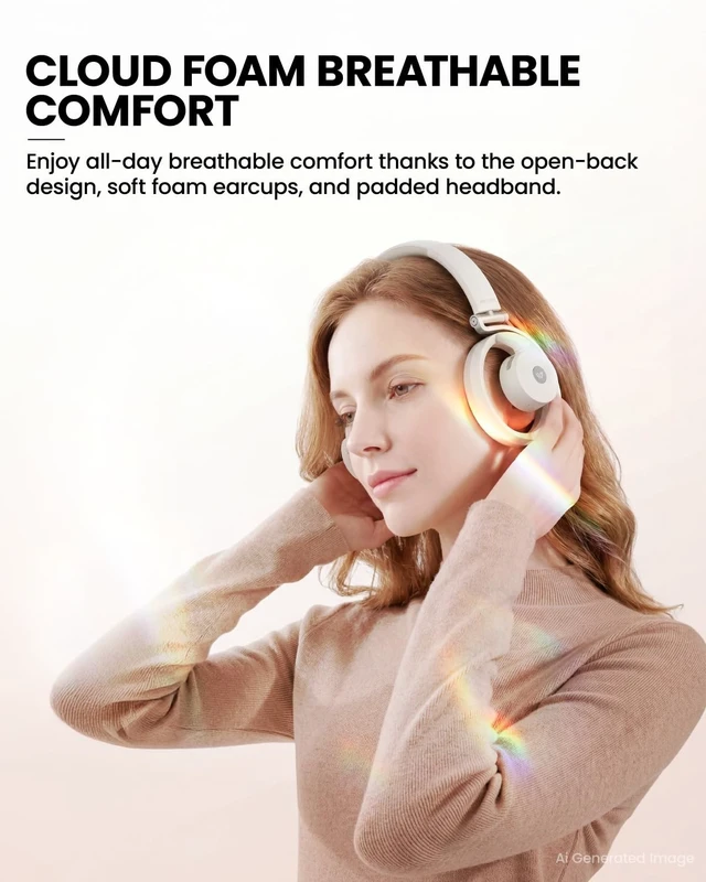 Alt view image 3 of 5 - Weofly Mixer Open Ear Headphones, Wireless Headphones with Qualcomm aptX HD, Snapdragon Sound, Comfortable Breathable Open Fit, 40-Hour Playtime, Open Back Headphones with Carrying Case (Gray)