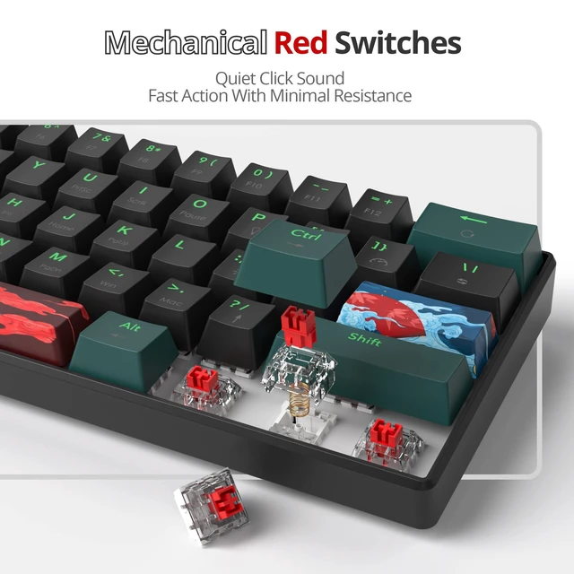 Alt view image 3 of 5 - Vumilstek 60% Mechanical Keyboard Linear Red Switch Backlight Anti-Ghosting