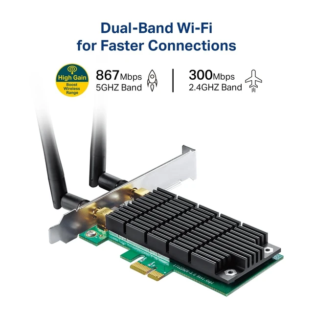 Alt view image 2 of 5 - TP-Link AC1200 PCIe WiFi Card(Archer T4E)- 2.4G/5G Dual Band Wireless PCI Express Adapter, Low Profile, Long Range Beamforming, Heat Sink Technology, Supports Windows 11/10/8.1/8/7/XP