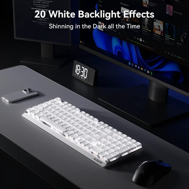 Alt view image 3 of 5 - AUSDOM Wireless Mechanical Silent Office Keyboard, Low-Profile Linear Switches, Tri-Mode BT/2.4G/USB-C Computer Keyboard with Number Pad, Hot Swappable Illuminated Performance Keyboard