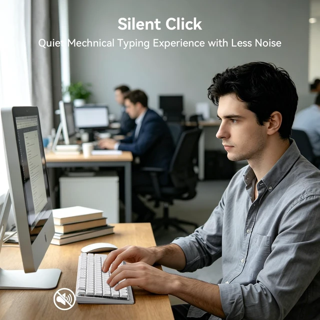 Alt view image 2 of 5 - AUSDOM Wireless Mechanical Silent Office Keyboard, Low-Profile Linear Switches, Tri-Mode BT/2.4G/USB-C Computer Keyboard with Number Pad, Hot Swappable Illuminated Performance Keyboard
