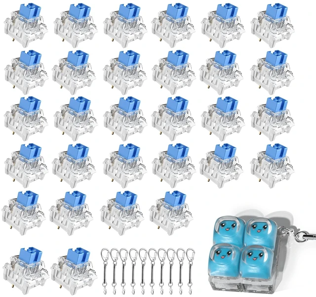 Main image of Zhouwang1000PCS Keyboard Clickers for 3D Prints,Blue Clicky Keyboard Switch