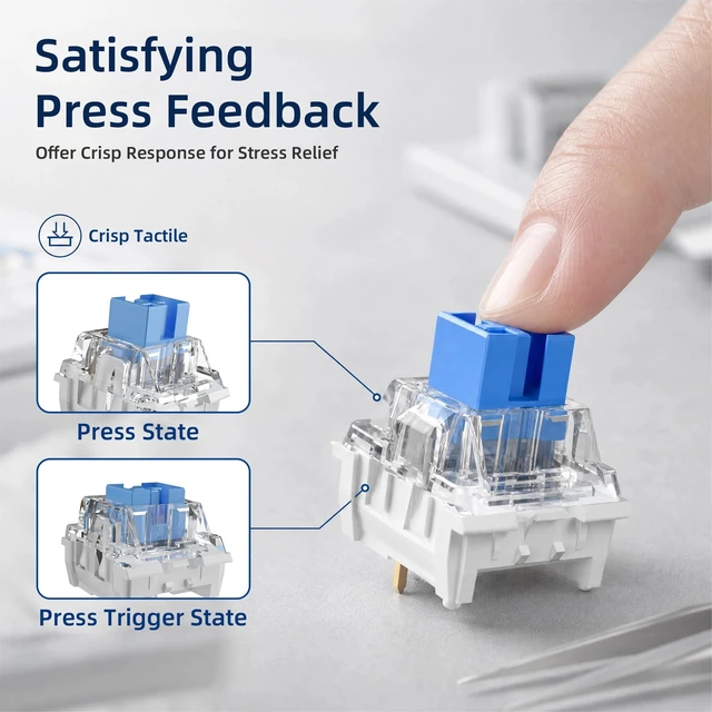 Alt view image 3 of 5 - Zhouwang1000PCS Keyboard Clickers for 3D Prints,Blue Clicky Keyboard Switch