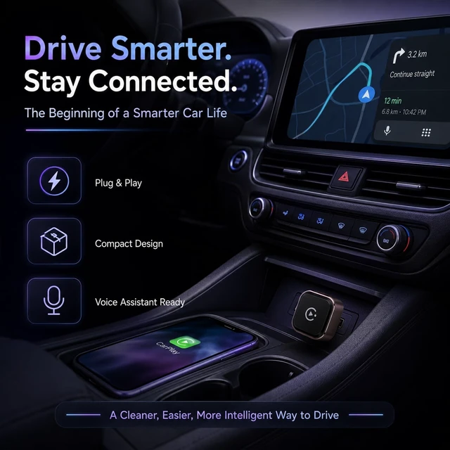 Alt view image 4 of 5 - AUSATOYN 4-in-1 Wireless CarPlay Adapter, Screen Mirroring Adapter for Car to Play TV & Movies, Convert Factory Wired to Wireless CarPlay & Android Auto, Plug & Play Car Screen Movie Pla