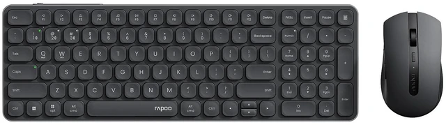 Main image of Rapoo 9350S Multi-Device Keyboard and Mouse Combo, 2.4GHz/Bluetooth 5.0/4.0 Wireless Keyboard & Mouse Set for Windows/Mac/Linux/Chrome, Support 4 Devices, Rechargeable, Silent Click, Compact, B