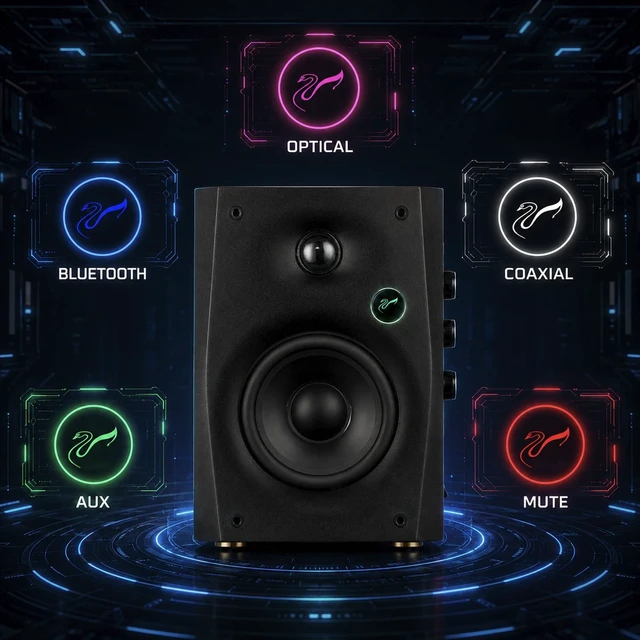 Alt view image 4 of 5 - HiVi-Swans D1100 Computer Speakers - Bluetooth Bookshelf Speakers Pair - 4" Near Filed Speakers Built in DSP for Desktop/PC/Record Player-Black