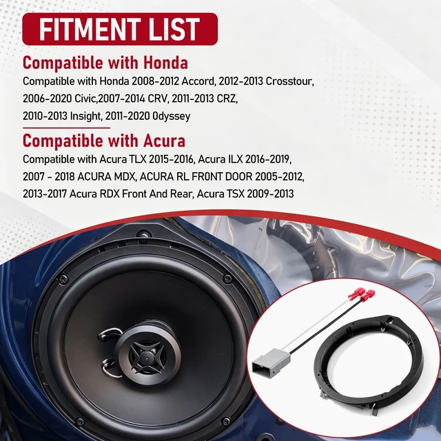 Alt view image 2 of 5 - Complete 6.5 Inch Car Speaker Adapter Kit with Speaker Foam Rings, 4Pack