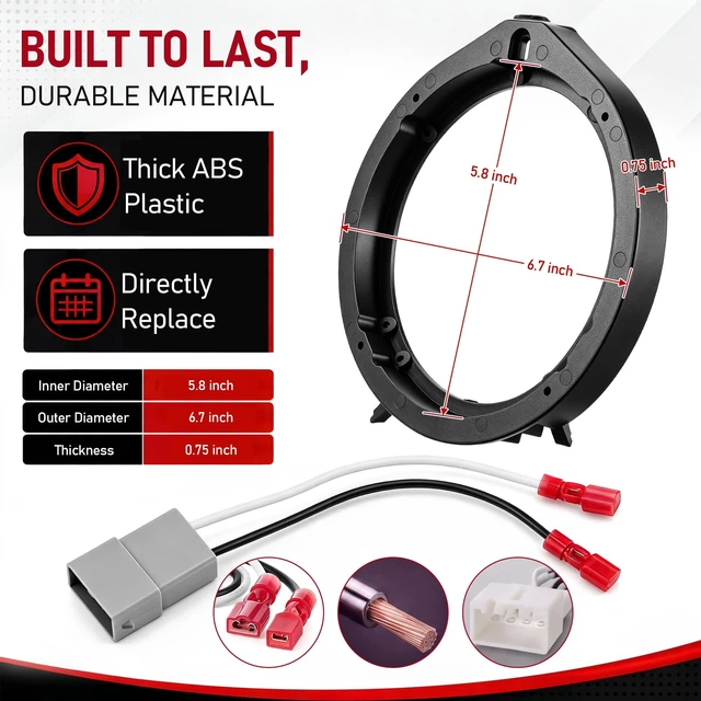 Alt view image 5 of 5 - Complete 6.5 Inch Car Speaker Adapter Kit with Speaker Foam Rings, 4Pack