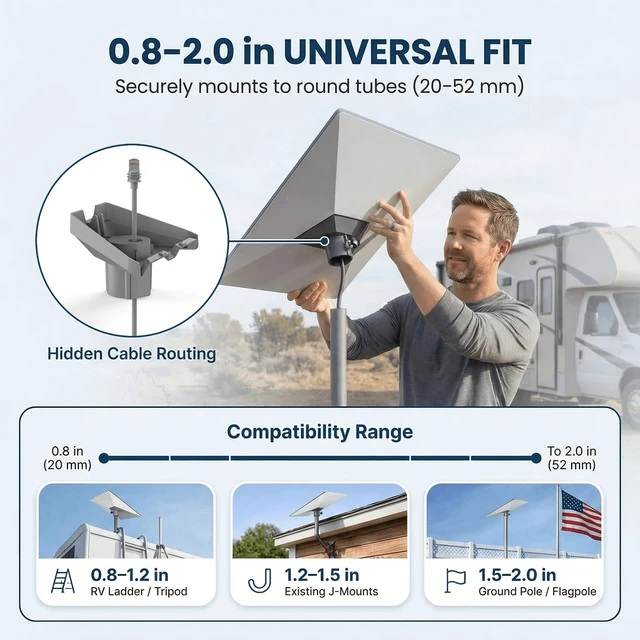 Alt view image 5 of 5 - Starlink Gen 3 Pipe Adapter Mount - Aluminum Alloy Pole Mount Kit for Stalink Standard Dish V3, 20 Tilt for Optimal Signal,Great for Wall Mount Bracket,Tripod, RV Flagpole