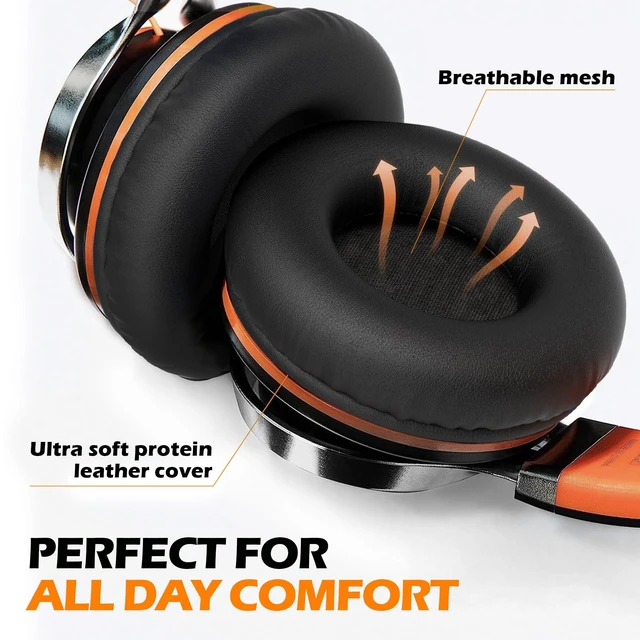 Alt view image 3 of 5 - AILIHEN C8 Kids Wired Headphones with Mic for School, 3.5mm, Black Orange