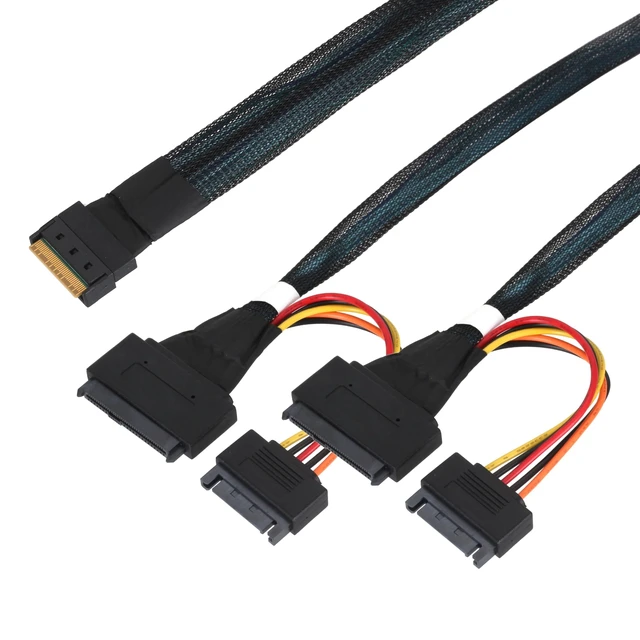 Alt view image 3 of 5 - ST-JY SlimSAS SFF-8654 8i to Dual U.2 SFF-8639 NVMe Cable 0.5M