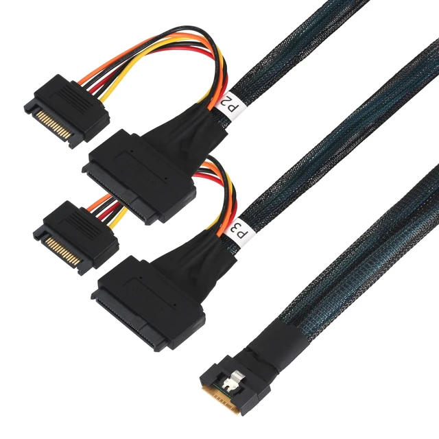 Alt view image 2 of 5 - ST-JY SlimSAS SFF-8654 8i to Dual U.2 SFF-8639 NVMe Cable 0.5M