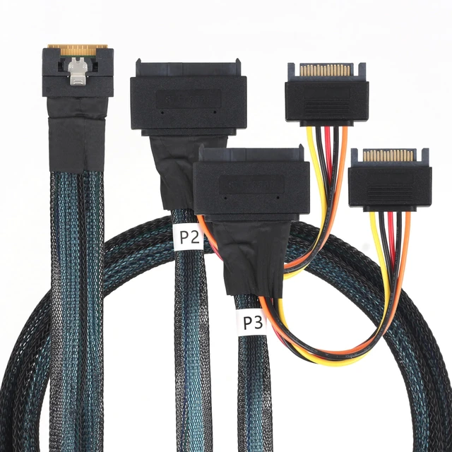 Alt view image 4 of 5 - ST-JY SlimSAS SFF-8654 8i to Dual U.2 SFF-8639 NVMe Cable 0.5M