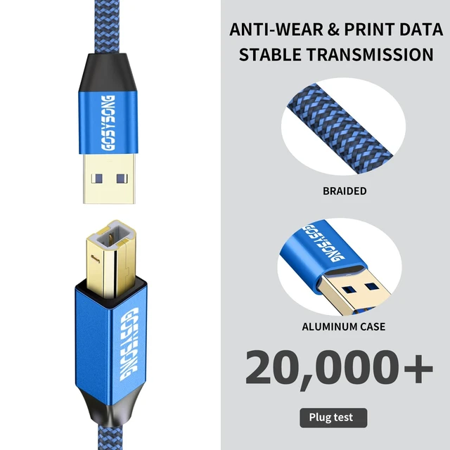 Alt view image 4 of 5 - GOSYSONG 150ft USB 2.0 Printer Cable, High Speed USB A to USB B Printer Cord Compatible with Printers, Scanners,Keyboard (Blue)