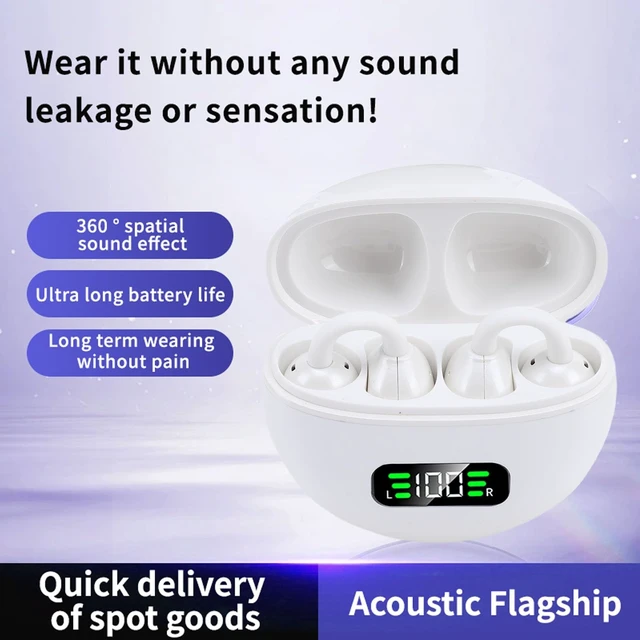 Alt view image 3 of 5 - ASHATA Earbuds, Wireless Workout Headphones LED Digital Display Touch Control with Noise Canceling Mic, for Running Swimming Outdoor Sports (White)