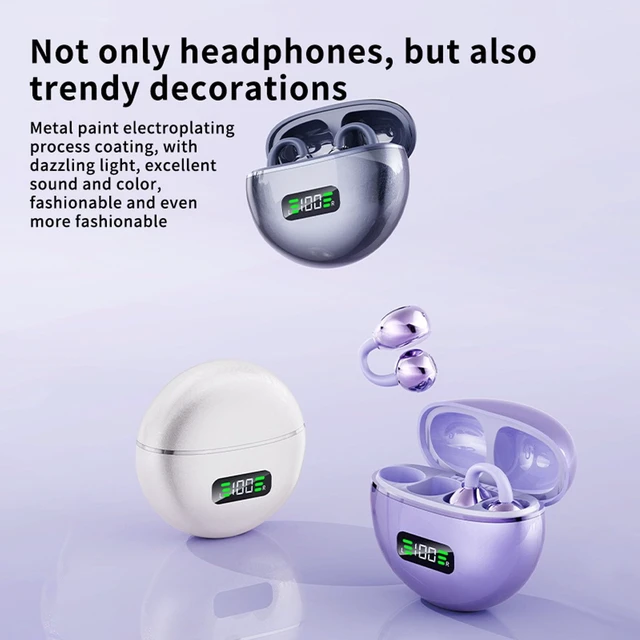 Alt view image 4 of 5 - ASHATA Earbuds, Wireless Workout Headphones LED Digital Display Touch Control with Noise Canceling Mic, for Running Swimming Outdoor Sports (White)