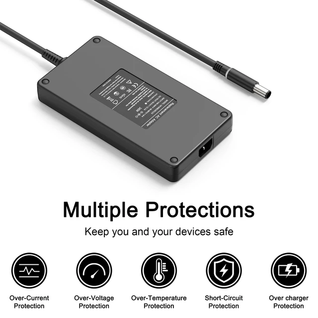 Alt view image 4 of 5 - AWUREYIT 240W 180W 19.5V 12.3A Laptop Charger Compatible with Dell Alienware 15 17 R1 R2 R3 R4 R5 M15 M17 M11X M14X M17X G3 G5 G7 Precision 7710 7540 M6400 M6500 M6700 M6800 M4300 Power Supply Cord
