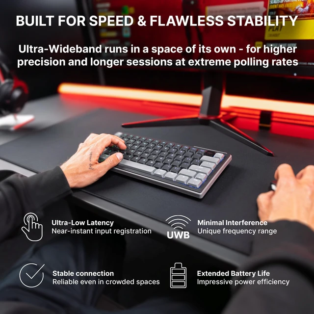 Alt view image 3 of 5 - CHERRY XTRFY K63W Pro Compact Ultra-Wideband, Wireless 70% Gaming Keyboard