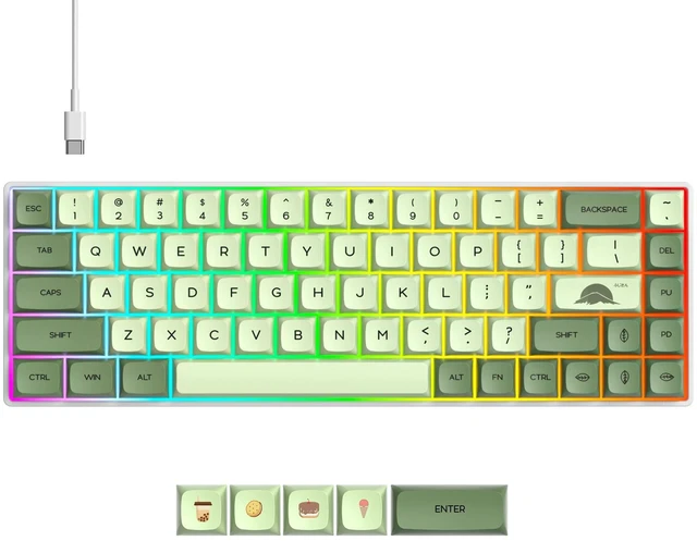Main image of Ussixchare 65 Percent Mechanical Gaming Keyboard 65% Portable Keyboard 68 Keys Compact Wired RGB Backlit Red Switch for PC Laptop Gamer(68 Matcha)