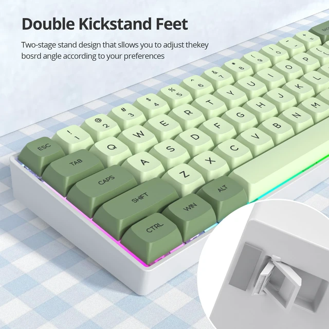 Alt view image 5 of 5 - Ussixchare 65 Percent Mechanical Gaming Keyboard 65% Portable Keyboard 68 Keys Compact Wired RGB Backlit Red Switch for PC Laptop Gamer(68 Matcha)