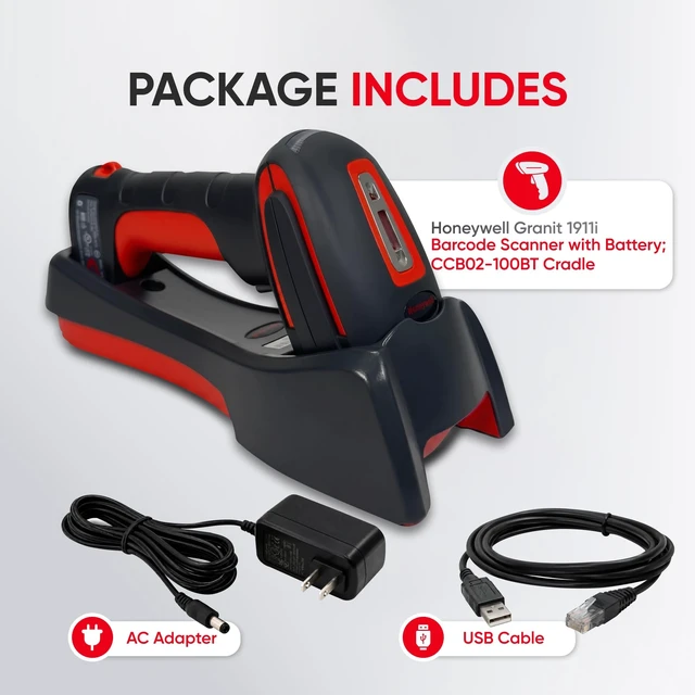Alt view image 2 of 5 - Honeywell Granit Heavy-Duty Industrial-Grade Area-Imaging Handheld Barcode Scanner Kit (Wireless, Extended Range (1911i), USB)